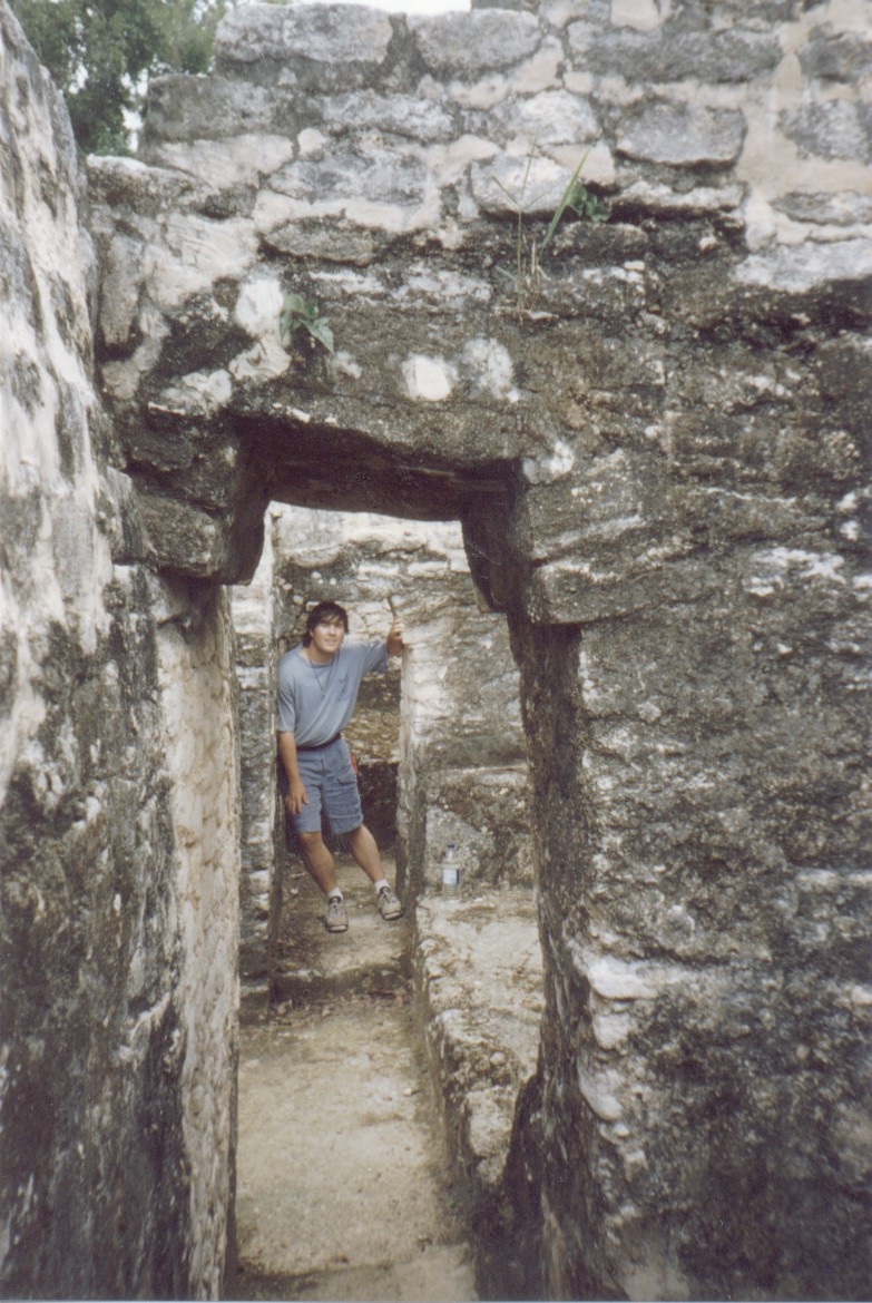 Me in the Mayan palace at Caracol, Belize, 1997