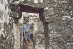 Me in the Mayan palace at Caracol, Belize, 1997